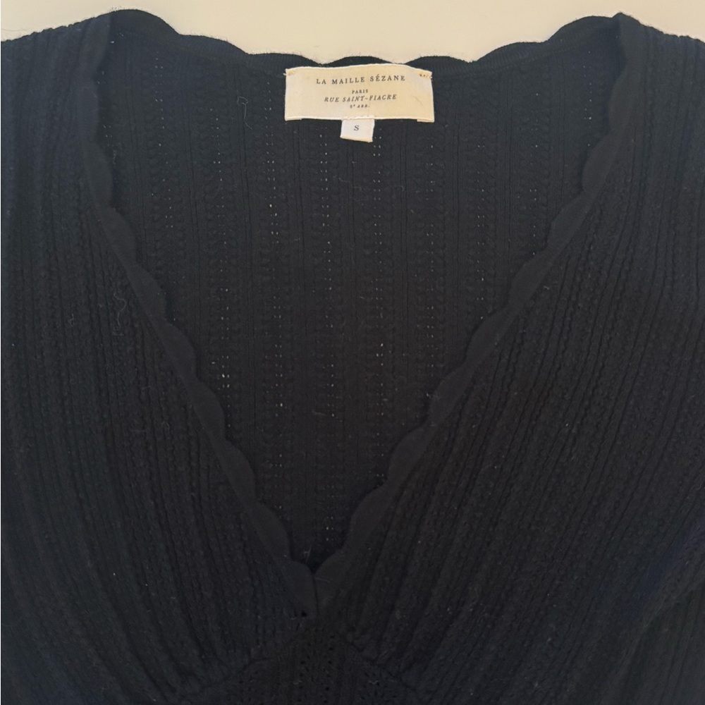Sezane Black Ribbed Women's Blouse - Picture 9 of 11
